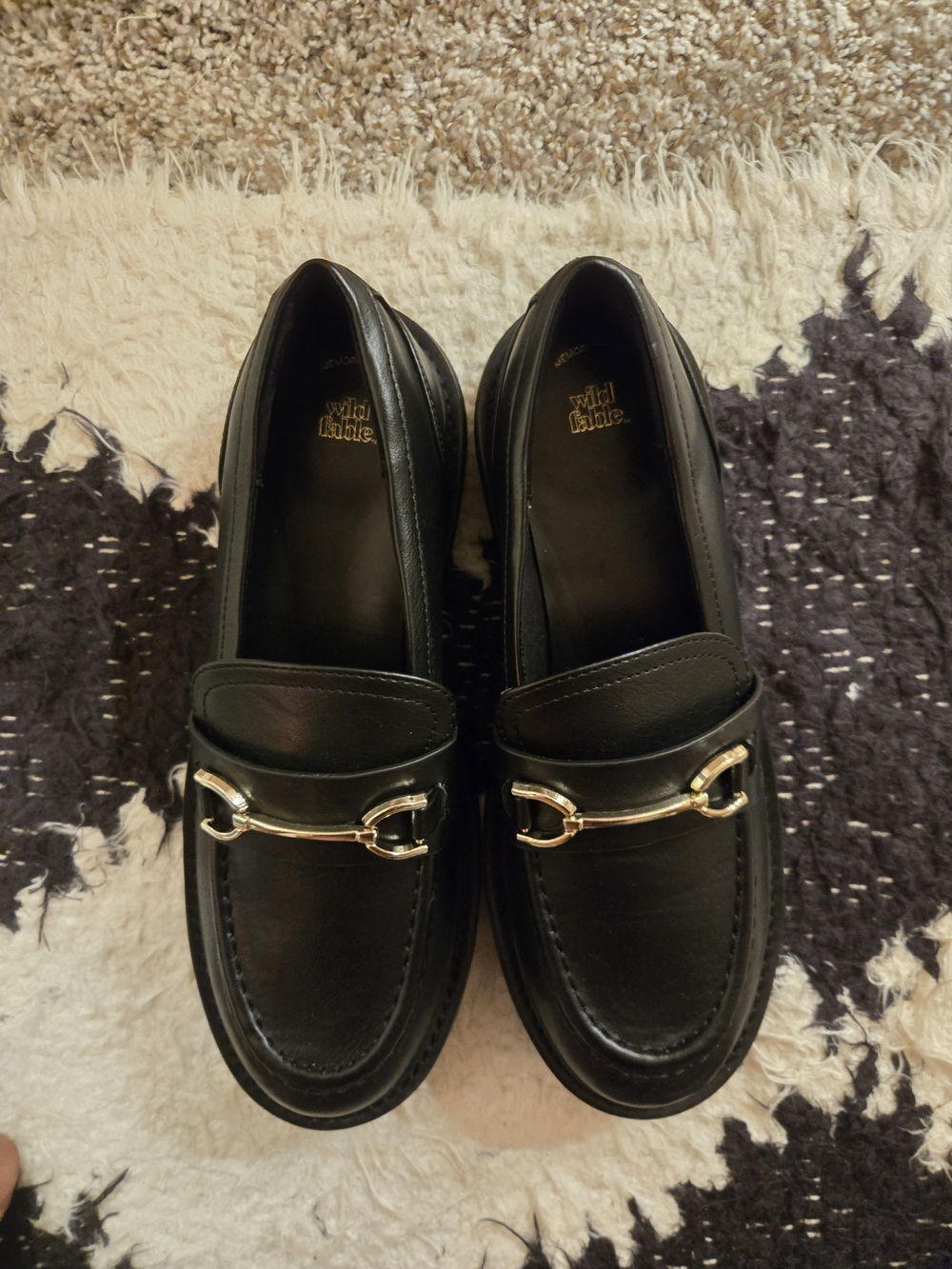 wild fable Black Loafers with Gold Bit Detail